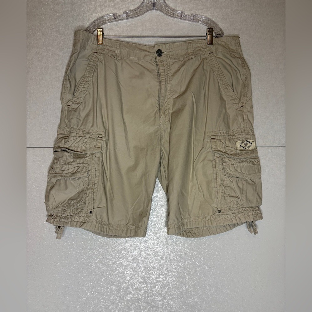 Unionbay Mens Cargo Shorts Size 40 Tan Khaki Cotton Twill Multi Pocket Casual